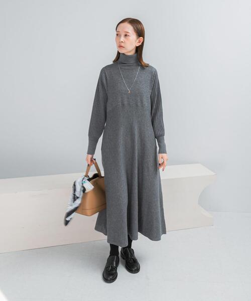 WEB限定』『再入荷予定』タートルネックデザインスリーブワンピース