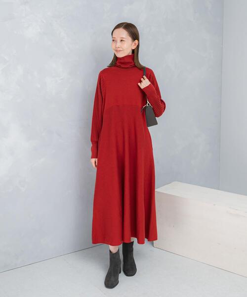 DRIES VAN NOTEN／ドリス／19FW／ローズハイネックワンピース WEB限定』『再入荷予定』タートルネックデザインスリーブワンピース