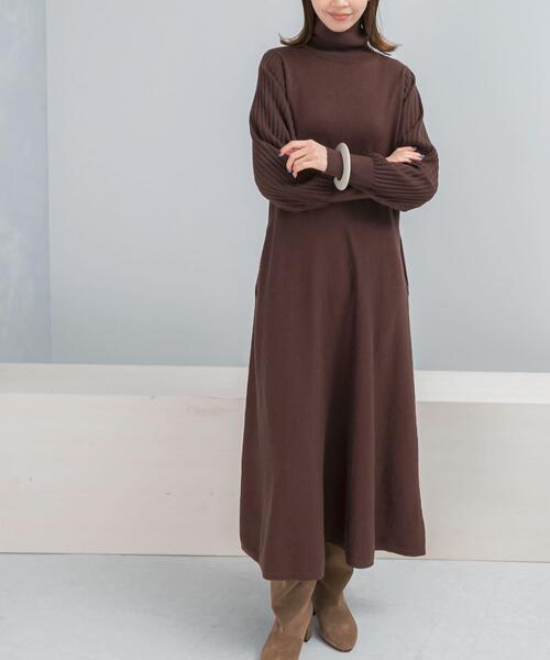 WEB限定』『再入荷予定』タートルネックデザインスリーブワンピース