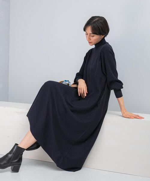 WEB限定』『再入荷予定』タートルネックデザインスリーブワンピース