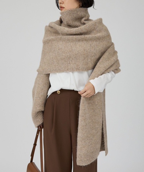 Rouge vif(ルージュヴィフ)の「【IRONING/アイロニング】high neck 2way muff ハイネック 2WAYマフラー(ニット/セーター・レディース・ベージュ/ブラック・フリー)」の2枚目の写真