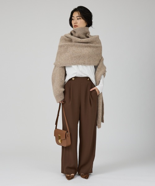 Rouge vif(ルージュヴィフ)の「【IRONING/アイロニング】high neck 2way muff ハイネック 2WAYマフラー(ニット/セーター・レディース・ベージュ/ブラック・フリー)」の12枚目の写真