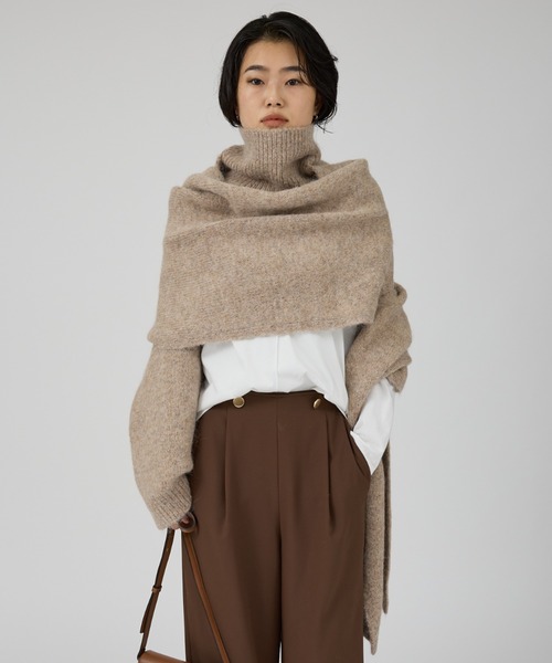 Rouge vif(ルージュヴィフ)の「【IRONING/アイロニング】high neck 2way muff ハイネック 2WAYマフラー(ニット/セーター・レディース・ベージュ/ブラック・フリー)」の3枚目の写真