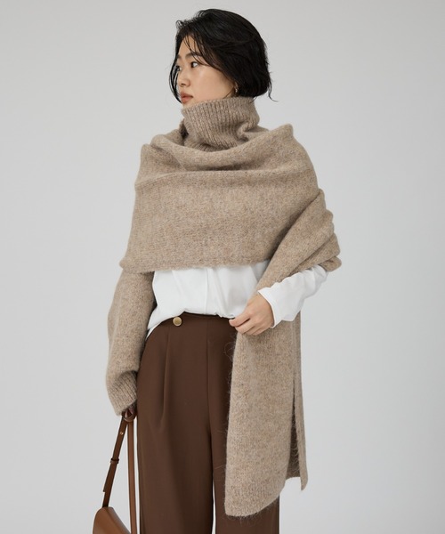 Rouge vif(ルージュヴィフ)の「【IRONING/アイロニング】high neck 2way muff ハイネック 2WAYマフラー(ニット/セーター・レディース・ベージュ/ブラック・フリー)」の4枚目の写真