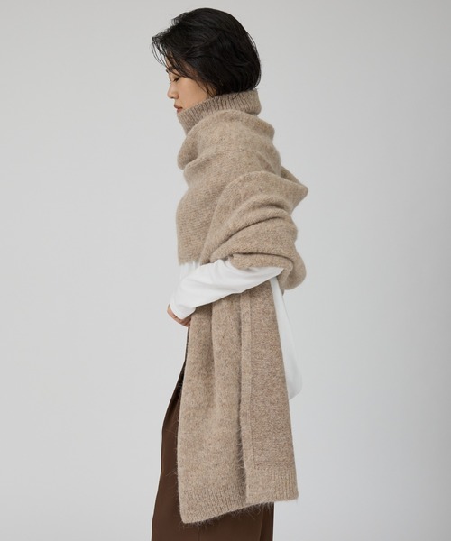 Rouge vif(ルージュヴィフ)の「【IRONING/アイロニング】high neck 2way muff ハイネック 2WAYマフラー(ニット/セーター・レディース・ベージュ/ブラック・フリー)」の5枚目の写真