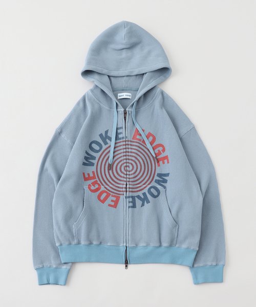 WOKE EDGE(ウォークエッジ)の「WOKE EDGE / ウォークエッジ Washed Thermal Zip Hoodie(パーカー・メンズ・コバルトブルー/ピンク・MEDIUM/LARGE/SMALL)」の1枚目の写真
