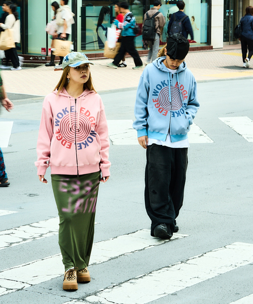 WOKE EDGE(ウォークエッジ)の「WOKE EDGE / ウォークエッジ Washed Thermal Zip Hoodie(パーカー・メンズ・コバルトブルー/ピンク・MEDIUM/LARGE/SMALL)」の6枚目の写真