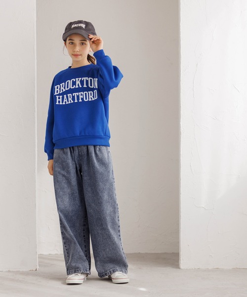 coca（coca）（コカ）の「キッズ　デニムワイドパンツ（デニムパンツ・キッズ・ブルー・120/130/140/150）」の2枚目の写真