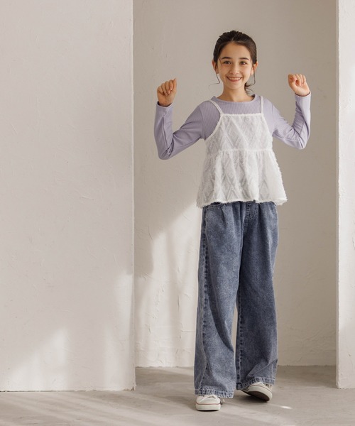 coca（coca）（コカ）の「キッズ　デニムワイドパンツ（デニムパンツ・キッズ・ブルー・120/130/140/150）」の8枚目の写真