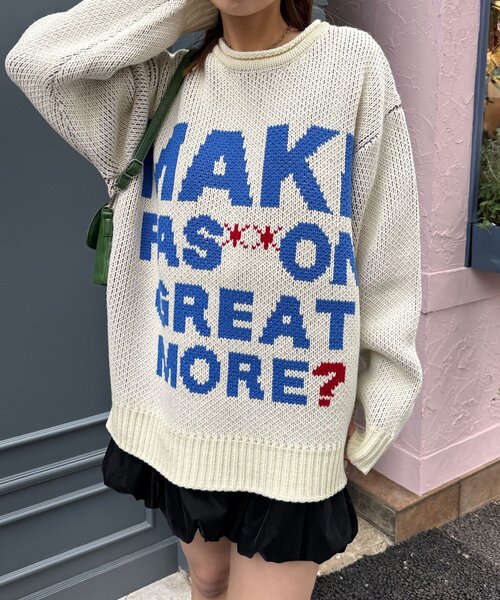 CIAOPANIC（チャオパニック）の「ローゲージジャガードアソートルーズニット（ニット/セーター・レディース・カーキ/ブラック/オフホワイト/ブルー/レッド/ピンク・FREE）」の9枚目の写真