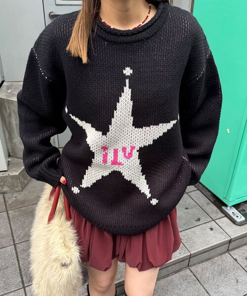 CIAOPANIC（チャオパニック）の「ローゲージジャガードアソートルーズニット（ニット/セーター・レディース・カーキ/ブラック/オフホワイト/ブルー/レッド/ピンク・FREE）」の16枚目の写真