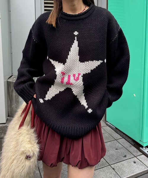 CIAOPANIC（チャオパニック）の「ローゲージジャガードアソートルーズニット（ニット/セーター・レディース・カーキ/ブラック/オフホワイト/ブルー/レッド/ピンク・FREE）」の17枚目の写真