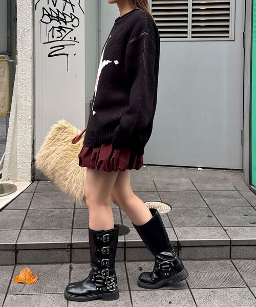 CIAOPANIC（チャオパニック）の「ローゲージジャガードアソートルーズニット（ニット/セーター・レディース・カーキ/ブラック/オフホワイト/ブルー/レッド/ピンク・FREE）」の21枚目の写真