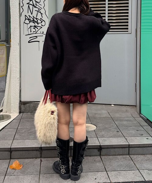 CIAOPANIC（チャオパニック）の「ローゲージジャガードアソートルーズニット（ニット/セーター・レディース・カーキ/ブラック/オフホワイト/ブルー/レッド/ピンク・FREE）」の22枚目の写真