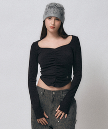 Midnight Move（ミッドナイトムーブ）の「sq shirring t [black]（Tシャツ/カットソー・レディース）」