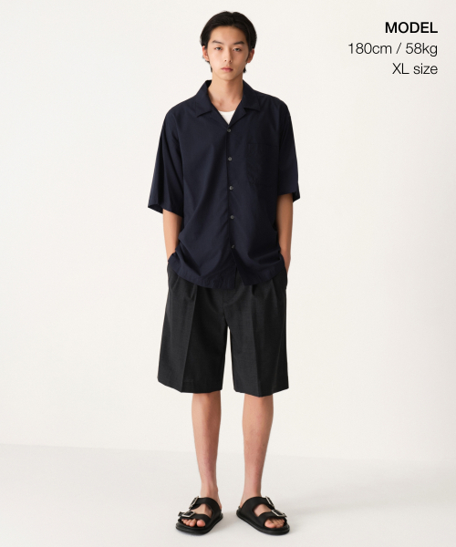 MUSINSA STANDARD（ムシンサスタンダード）の「リラックスドCRオープンカラー半袖シャツ[ネイビー]（シャツ/ブラウス・メンズ・その他・SMALL/MEDIUM/LARGE/X-LARGE/XX-LARGE）」の2枚目の写真
