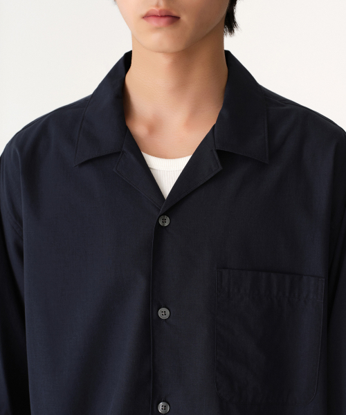 MUSINSA STANDARD（ムシンサスタンダード）の「リラックスドCRオープンカラー半袖シャツ[ネイビー]（シャツ/ブラウス・メンズ・その他・SMALL/MEDIUM/LARGE/X-LARGE/XX-LARGE）」の4枚目の写真