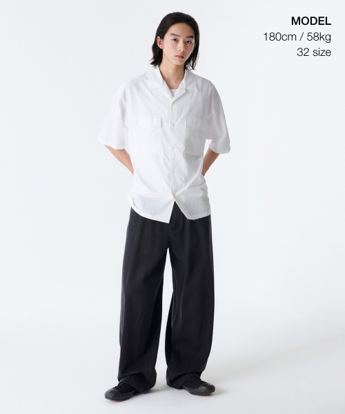 MUSINSA STANDARD（ムシンサスタンダード）の「リネンライクエクストラワイドデニムパンツ[ウォッシュドブラック]（デニムパンツ・メンズ・その他・31/33/26/27/28/29/40/38/36/34/32/30）」の3枚目の写真
