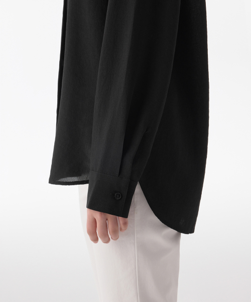 MUSINSA STANDARD WOMAN（ムシンサスタンダードウーマン）の「ウィメンズリラックスドリネンライクシャツ[ブラック]（シャツ/ブラウス・レディース・その他・SMALL/MEDIUM/LARGE/X-SMALL）」の5枚目の写真