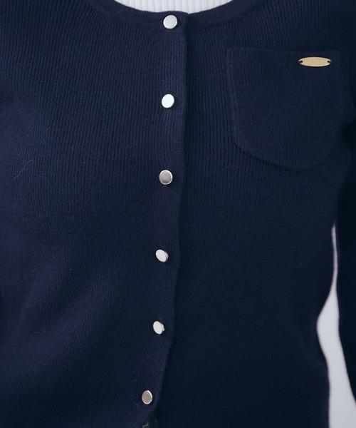 fupel（フぺル）の「choker waist shape knitcardigan / チョーカー付きウエストシェイプニットカーディガン（カーディガン/ボレロ・レディース・グレー/ネイビー・FREE）」の8枚目の写真