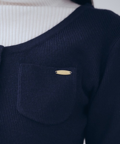 fupel（フぺル）の「choker waist shape knitcardigan / チョーカー付きウエストシェイプニットカーディガン（カーディガン/ボレロ・レディース・グレー/ネイビー・FREE）」の9枚目の写真