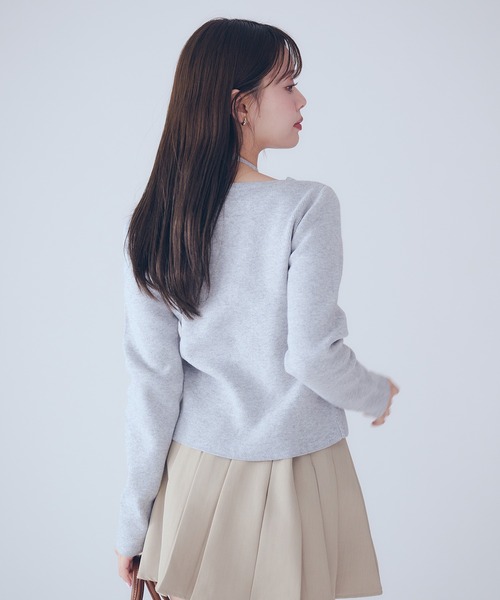 fupel（フぺル）の「choker waist shape knitcardigan / チョーカー付きウエストシェイプニットカーディガン（カーディガン/ボレロ・レディース・グレー/ネイビー・FREE）」の22枚目の写真
