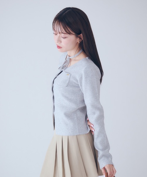 fupel（フぺル）の「choker waist shape knitcardigan / チョーカー付きウエストシェイプニットカーディガン（カーディガン/ボレロ・レディース・グレー/ネイビー・FREE）」の21枚目の写真