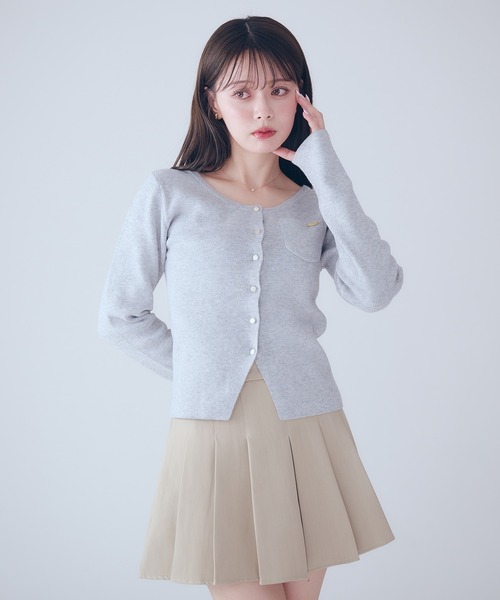 fupel（フぺル）の「choker waist shape knitcardigan / チョーカー付きウエストシェイプニットカーディガン（カーディガン/ボレロ・レディース・グレー/ネイビー・FREE）」の20枚目の写真