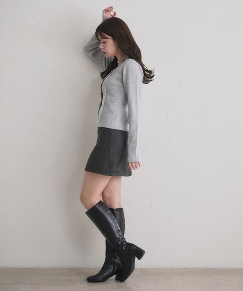 fupel（フぺル）の「choker waist shape knitcardigan / チョーカー付きウエストシェイプニットカーディガン（カーディガン/ボレロ・レディース・グレー/ネイビー・FREE）」の18枚目の写真