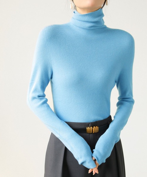 VIBGYOR（ヴィブジョー）の「【EIZZ/アイズ】ハイゲージ タートルネック タイトフィット ニット（ニット/セーター・レディース・チャコール/ブラウン/ブラック/オフホワイト/グレー/ブルー・FREE）」の6枚目の写真