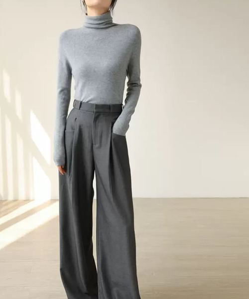 VIBGYOR（ヴィブジョー）の「【EIZZ/アイズ】ハイゲージ タートルネック タイトフィット ニット（ニット/セーター・レディース・チャコール/ブラウン/ブラック/オフホワイト/グレー/ブルー・FREE）」の12枚目の写真