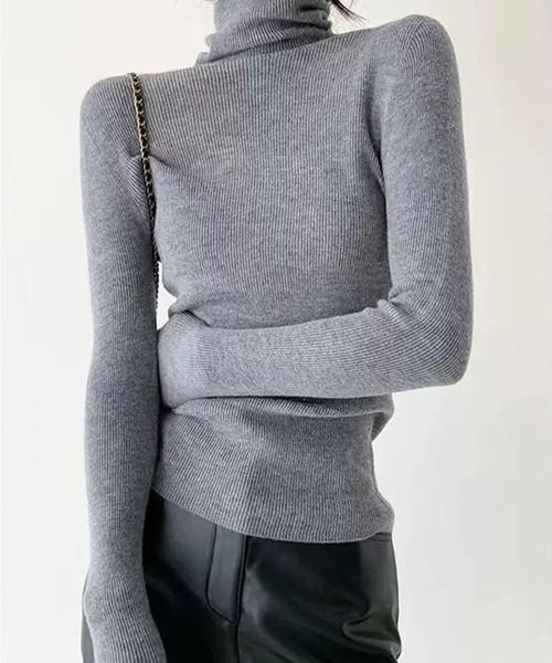 VIBGYOR（ヴィブジョー）の「【EIZZ/アイズ】ハイゲージ タートルネック タイトフィット ニット（ニット/セーター・レディース・チャコール/ブラウン/ブラック/オフホワイト/グレー/ブルー・FREE）」の14枚目の写真