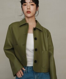 EMMEL REFINES | ＜EMMEL REFINES＞EM レザーライク ショートブルゾン(ブルゾン)