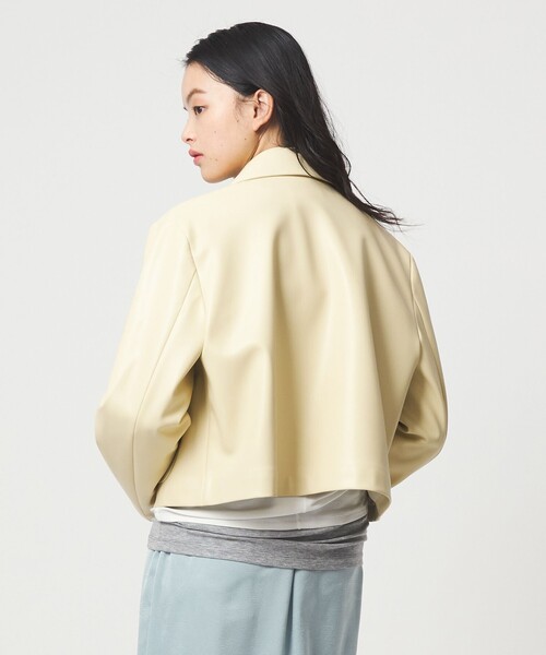 EMMEL REFINES(エメルリファインズ)の「<EMMEL REFINES>EM レザーライク ショートブルゾン(ブルゾン・レディース・ナチュラル/オリーブ・FREE)」の8枚目の写真