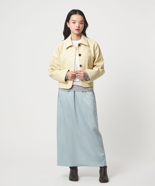 EMMEL REFINES(エメルリファインズ)の「<EMMEL REFINES>EM レザーライク ショートブルゾン(ブルゾン・レディース・ナチュラル/オリーブ・FREE)」の5枚目の写真