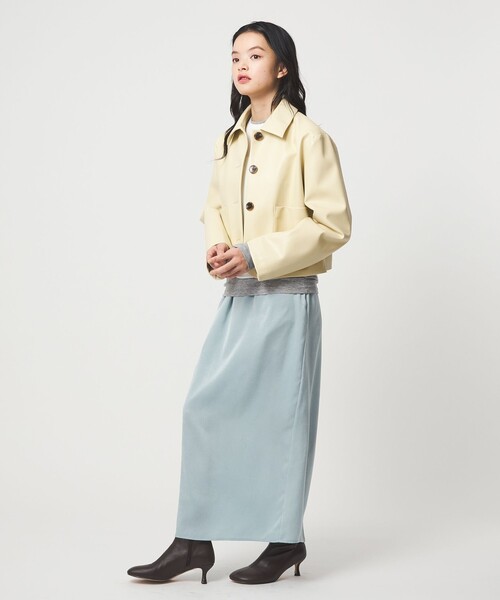 EMMEL REFINES(エメルリファインズ)の「<EMMEL REFINES>EM レザーライク ショートブルゾン(ブルゾン・レディース・ナチュラル/オリーブ・FREE)」の3枚目の写真