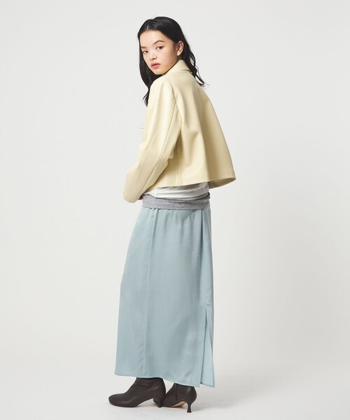 EMMEL REFINES(エメルリファインズ)の「<EMMEL REFINES>EM レザーライク ショートブルゾン(ブルゾン・レディース・ナチュラル/オリーブ・FREE)」の4枚目の写真