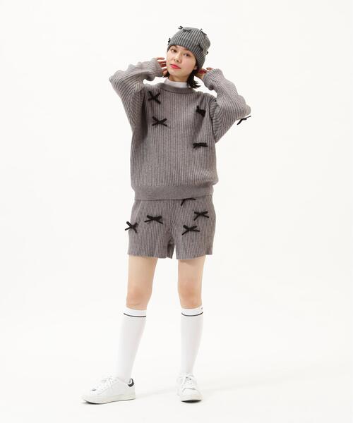 Jack Bunny!!（ジャックバニー）の「7G2PLY袋編み リボン付きニットショートパンツ（その他パンツ・レディース・グレー/ブラック・LARGE/MEDIUM/SMALL）」の21枚目の写真
