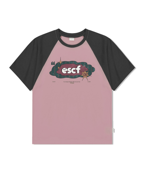 ESCAPEFROM(エスケープフロム)の「ミニヴィンテージクラウドプリントラグラン配色半袖ピンク(Tシャツ/カットソー・レディース・その他・MEDIUM/LARGE)」の1枚目の写真