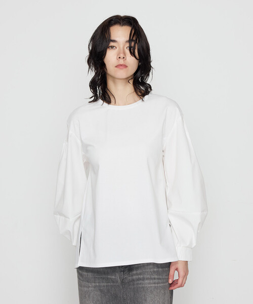 Gabardine K.T（ギャバジンケーティー）の「80ポンチ 袖パフカットソー（Tシャツ/カットソー・レディース・チャコール/ホワイト・9号/11号/7号/5号）」の10枚目の写真