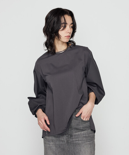 Gabardine K.T（ギャバジンケーティー）の「80ポンチ 袖パフカットソー（Tシャツ/カットソー・レディース・チャコール/ホワイト・9号/11号/7号/5号）」の12枚目の写真
