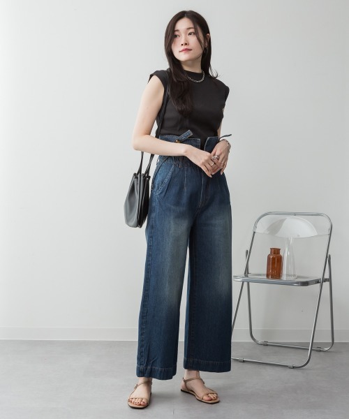 aity(アイティ)の「サスペンダー付きデニムハイウェストワイドパンツ 3way コットン100%(デニムパンツ・レディース・ネイビー/ブラック/ワンウォッシュ・M/L/LL/3L/4L)」の11枚目の写真