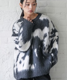mili an deni | カウ柄シャギーニットプルオーバー(ニット/セーター)
