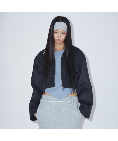 TWO-WAY CROP JACKET CHARCOAL BP3WJ004