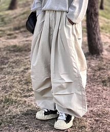ML NYLON WIDE BALLON STRING PANT [BEIGE]