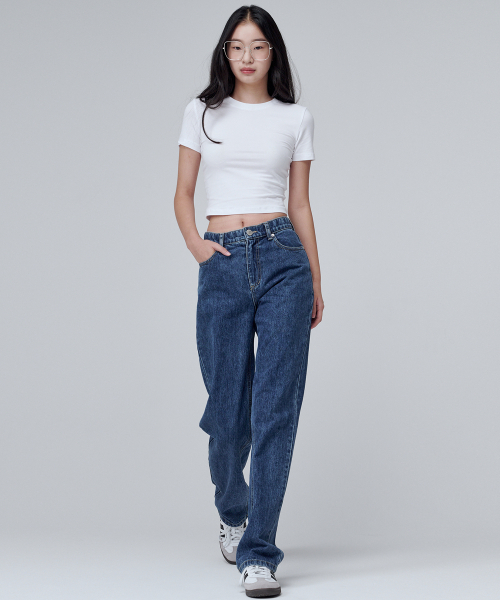 MALOUPE（マロップ）の「9107 オールシーズンワイドデニムパンツ（ミディアムインディゴ）（デニムパンツ・レディース・インディゴブルー・30/28/26）」の2枚目の写真