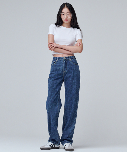 MALOUPE（マロップ）の「9107 オールシーズンワイドデニムパンツ（ミディアムインディゴ）（デニムパンツ・レディース・インディゴブルー・30/28/26）」の3枚目の写真