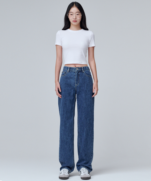 MALOUPE（マロップ）の「9107 オールシーズンワイドデニムパンツ（ミディアムインディゴ）（デニムパンツ・レディース・インディゴブルー・30/28/26）」の4枚目の写真