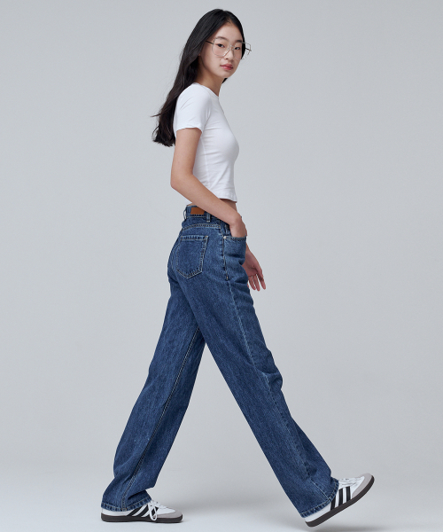 MALOUPE（マロップ）の「9107 オールシーズンワイドデニムパンツ（ミディアムインディゴ）（デニムパンツ・レディース・インディゴブルー・30/28/26）」の5枚目の写真