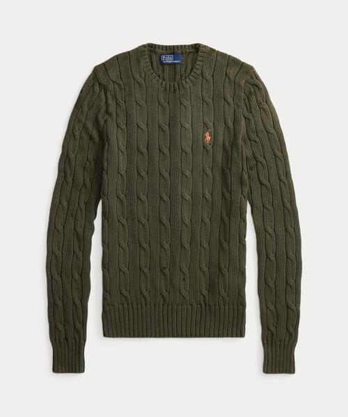 POLO RALPH LAUREN（ポロ ラルフ ローレン）の「ケーブルニット コットン クルーネック セーター（ニット/セーター・レディース・グリーン系2・L/M/S/XS/XXS）」の7枚目の写真